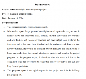 Status Report