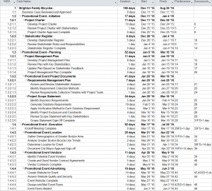 WBS of scope management